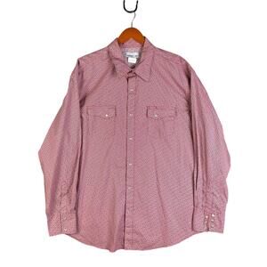 Wrangler Wrancher Pearl Snap Long‎ Sleeve Shirt Geometric Western Rodeo Mens 2XL